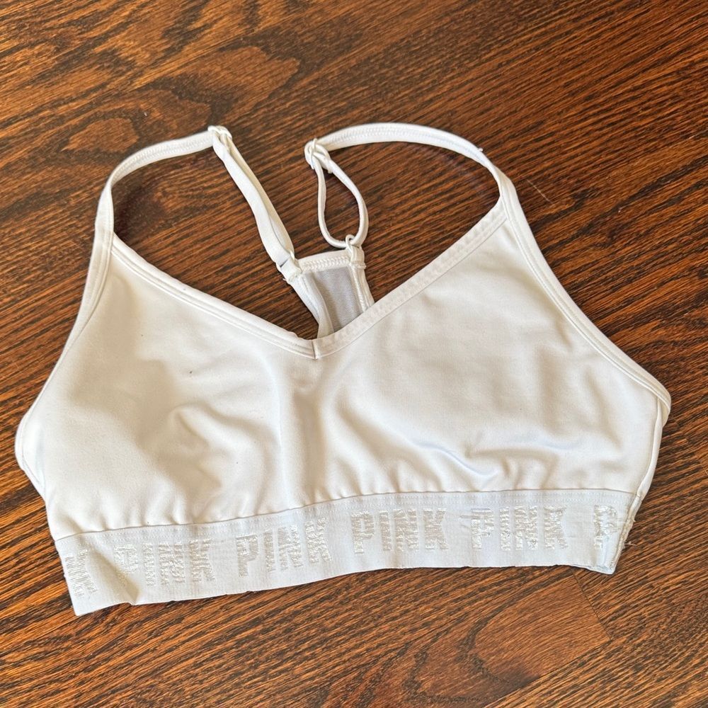 PINK Active USA Cream Sports Bra
